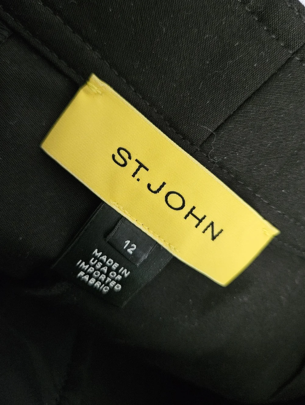 St John Vintage Black Crop Stretch Cargo Pants